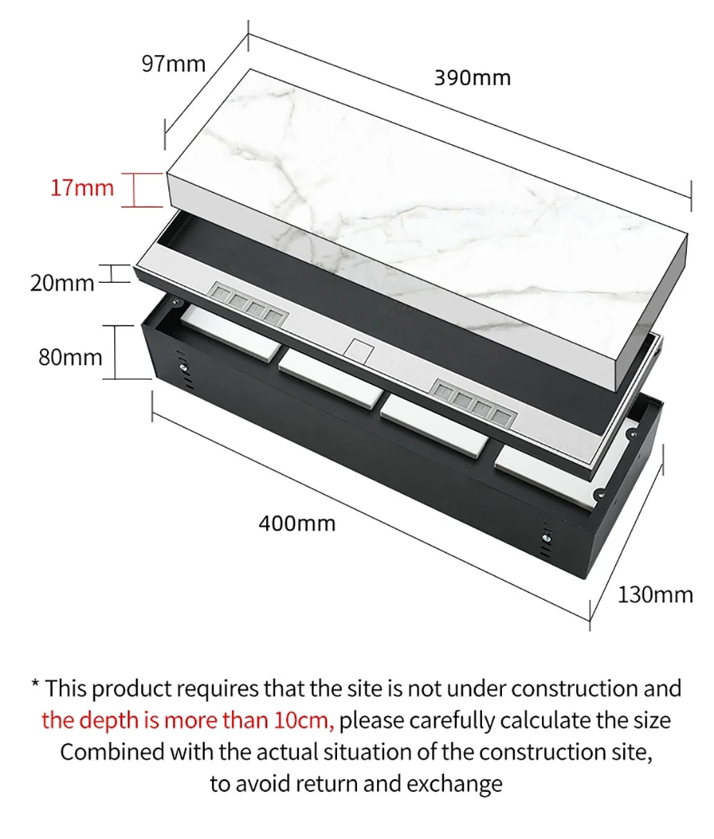 400 recessed floor socket Adjustable bottom box