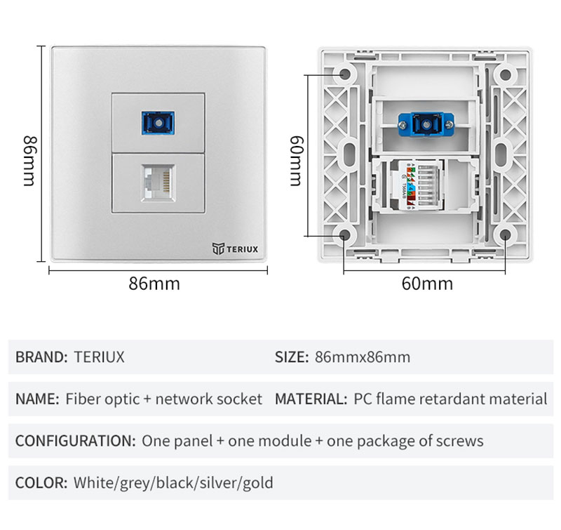 SC +Rj45 wall socket