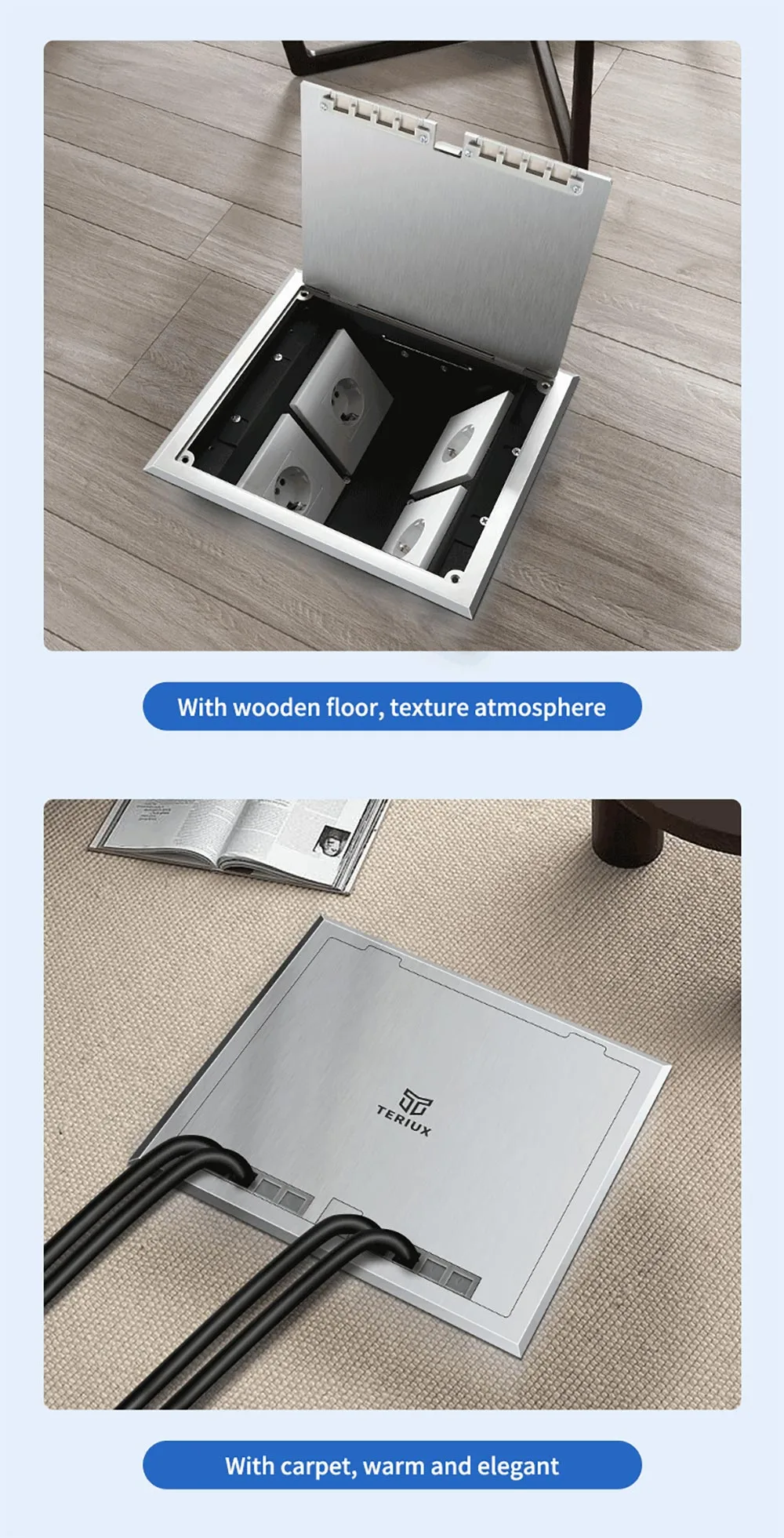 250 Open type Side insertion floor socket